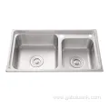 Kitchen Stainless Pressed Two Bowl Kitchen Sink